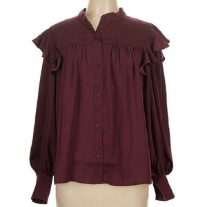 Elegant Burgundy Women's Top button down